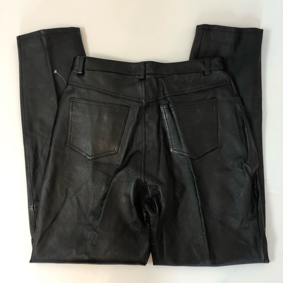 BAGATELLE Vintage Genuine Soft Leather High Waist Straight Leg Pants - Picture 4 of 14